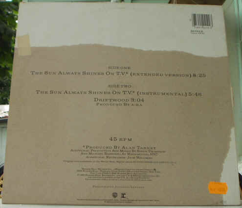 Vinyleticketomania disque vinyle Vinyls Maxi 45 tours A-ha The Sun Always Shine On T.V. Pochette verso 1985 WEA tubes annes 80