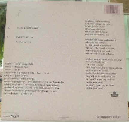 Vinyleticketomania Prix estimations Disques vinyles Vinyls Maxi 45 tours Bronski Beat Smalltown Boy Pochette verso 1984 Barclay Remix Dub Tubes Musique New Wave annes 80