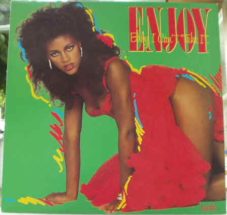Photo de la pochette recto du Disque vinyle Maxi Single 45 tours de Enjoy - Baby I Cant Take It Pochette recto - 1986 Mediasong - Prix estimations de disques Vinyls Remix Club Dub Tubes des années 80 - Vinyleticketomania