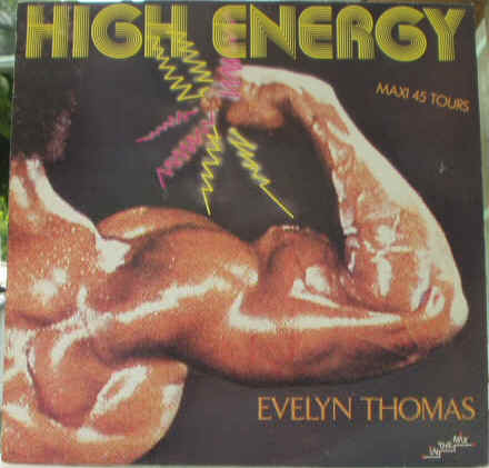 Prix estimations du Disque vinyle Maxi Single 45 tours de la chanteuse américaine Evelyn Thomas - High Energy - Photographie de la pochette recto - 1984 Ariola Group Of Company - disques Vinyls Remix Club Dub Tubes Electro Disco des années 80 - Vinyleticketomania