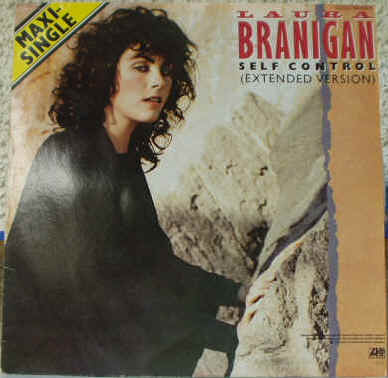 Photographie de la pochette recto du Disque vinyle Maxi Single 45 tours de la chanteuse américaine Laura Branigan - Self Control - Silent Partners - 1984 Atlantic Reccords - Reprise du morceau de musique du chanteur italien Raf - Prix estimations de disques Vinyls Remix Club Dub Tubes Hits New Wave des années 80 - Vinyleticketomania