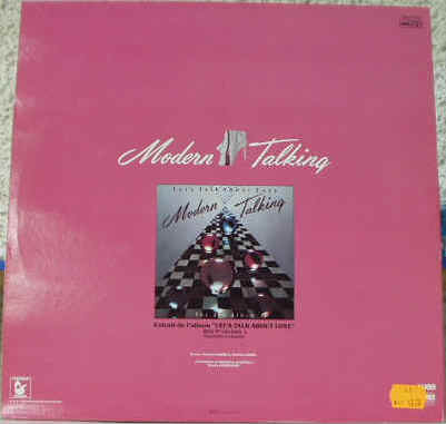 Prix argus estimations cote valeur vente et achat du Disque vinyle Maxi Single 45 tours du groupe allemand de Disco Pop, Dance, Synthpop, Eurodisco, New Wave, Dance-Rock Modern Talking - Cheri, Cheri Lady (Special dance version - version instrumentale) - 1985 WEA - Extrait de l'album vinyle 33 tours LP Let's Talk About Love (1985) - Photographie de la pochette verso(dos) - Musiciens : Dieter Bohlen (auteur/compositeur/producteur) et Thomas Anders (chanteur/interprète) - Produit et réalisé par Dieter Bohlen pour Hansa Musik Produktion - Editions Frégate/Intersong - Disques Vinyls Remix Club Dub Tubes Hits de musique Disco Pop, Dance, Synthpop, Eurodisco, New Wave, Dance-Rock des années 80 - Vinyleticketomania