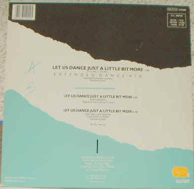 Prix estimations cote du Disque vinyle Maxi Single 45 tours du groupe suédois de musique Pop New Wave Synth-Pop Secret Service - Let Us Dance Just A Little Bit More (extended dance mix - early version - very very late version) - 1985 Vogue - Photographie de la pochette verso - Musiciens : Ola Hakansson (Chanteur), Ulf Wahlberg (Pianiste), Tonny Lindberg (Guitariste), Leif Paulsén (Bassiste) et Leif Johansson (Batteur) - Disques Vinyls Remix Club Dub Tubes Hits Pop New Wave Synth-Pop des années 80 - Vinyleticketomania