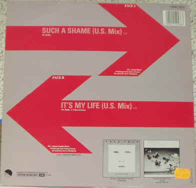 Prix estimations du Disque vinyle Maxi Single 45 tours du groupe de musique Pop New Wave Britannique Talk Talk - Such A Shame - It's My Life - 1985 Pathe Marconi EMI - Photographie de la pochette verso - Extrait du deuxime album 33 tours LP It's My Life (1984) - Musiciens : Mark Hollis (compositeur, chanteur et musicien), Paul Webb (Bassiste), Lee Harris (Batteur) et Tim Friese-Greene (Clavier, Synthtiseurs) - Disques Vinyls Remix Club Dub Tubes Hits Pop New Wave des annes 80 - Vinyleticketomania